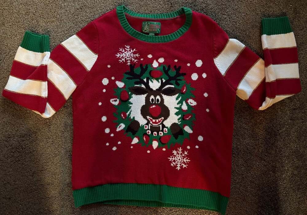Ugly Christmas Sweater Rudolph Reindeer Size XXL Red Green Holiday Pullover
